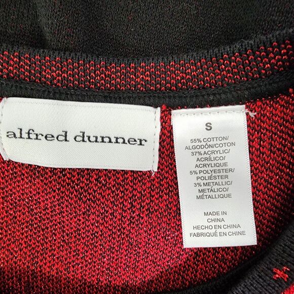Alfred Dunner Womens Sweater Size Small Red Black Metallic Layered 3/4 Sleeve - Picture 8 of 10
